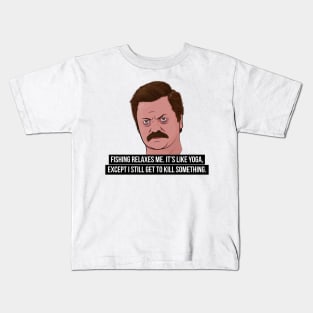 Ron Swanson - Fishing Kids T-Shirt